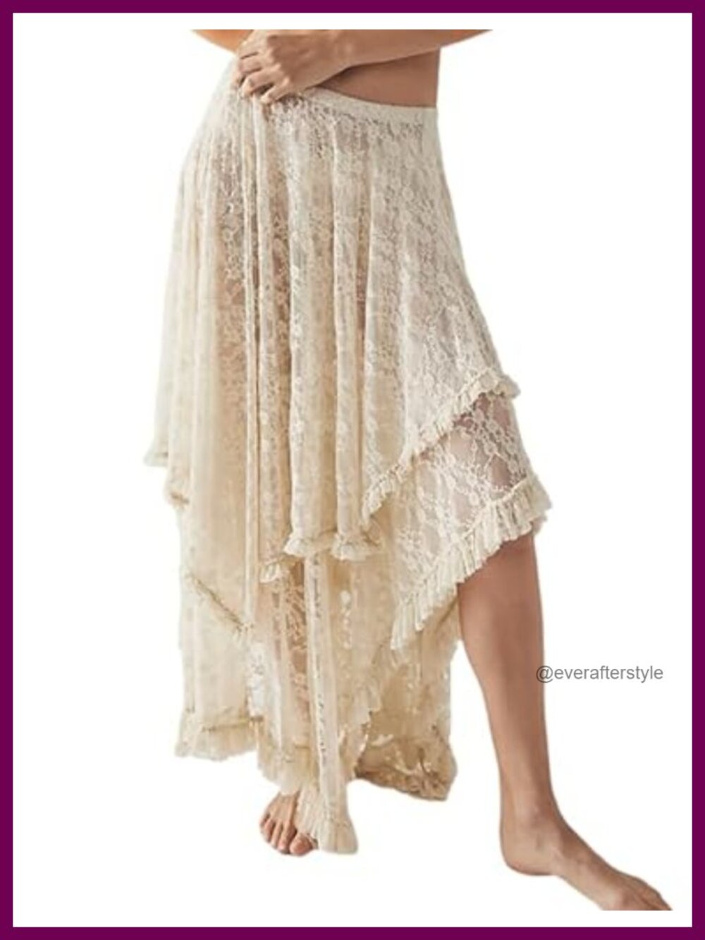 Lace Maxi Skirt Asymmetrical Flowy Boho Beach Coverup